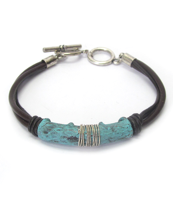 Metal tube and multi cord toggle bracelet