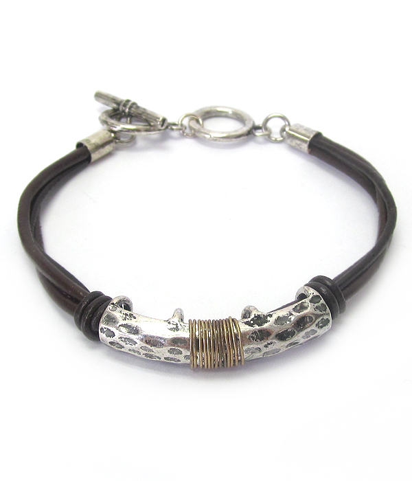 Metal tube and multi cord toggle bracelet