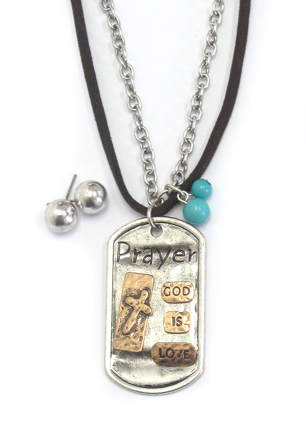 Religious inspiration dog tag necklace set