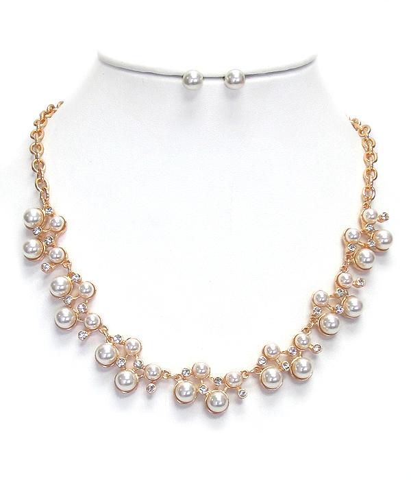 Multi pearl link necklace set