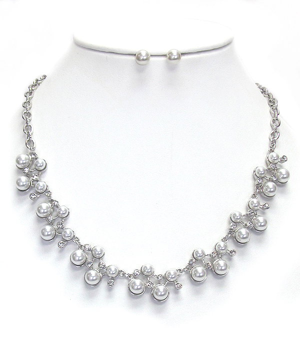 Multi pearl link necklace set