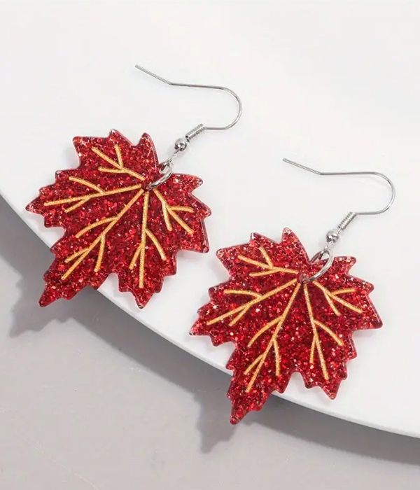 Acrylic maple leaf earring