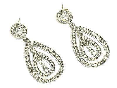 Double crystal tear drop shape earring