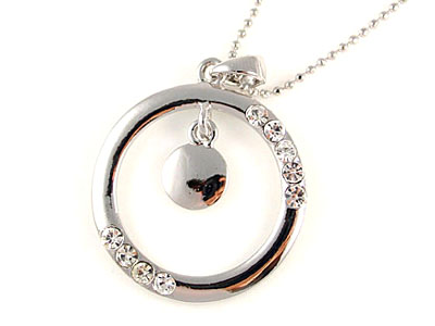 Made in korea whitegold plating crystal round necklace