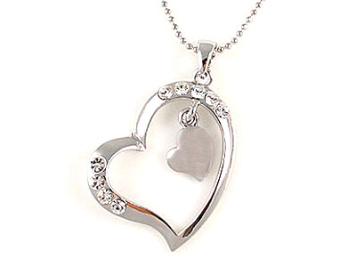 Made in korea whitegold plating crystal heart necklace