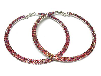 Dual line crystal deco metal hoop earring - hoops