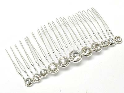 Crystal multi size stone pave hair comb