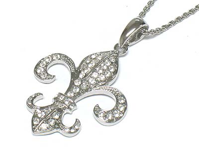 Crystal stone fleur de lis necklace