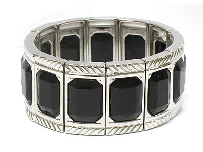 Multi facet cut acryl stone stretch bracelet