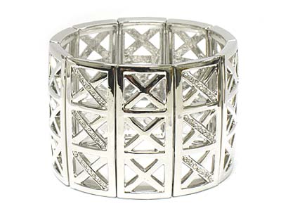 Crystal deco multi cross pattern stretch bracelet