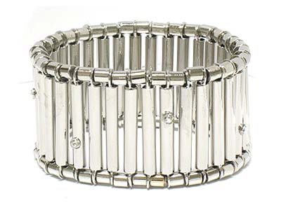 Crystal deco metal ladder shape stretch bracelet