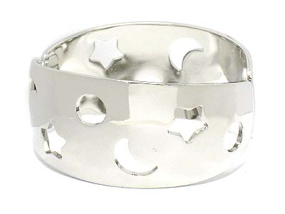 Multi shape figure metal hinge bangle