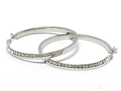 Crystal deco round hoop earring - hoops