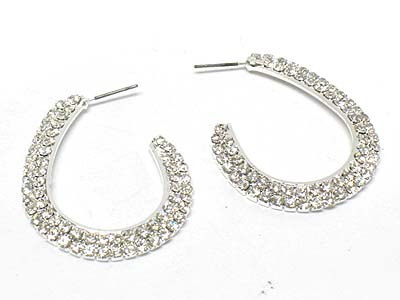 Rhinestone deco u-shape frame earring