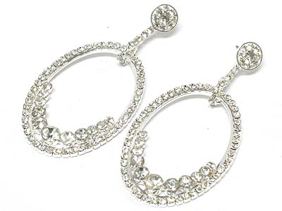 Rhinestone deco oval drop earring