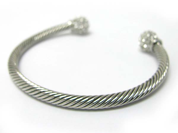 Crystal edge metal cable bangle