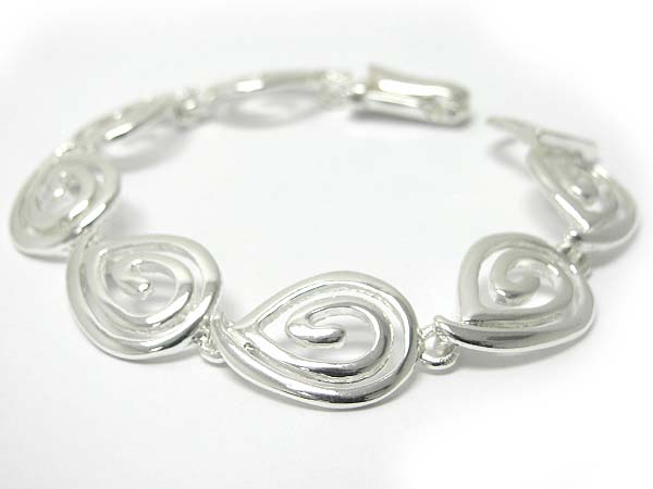 Metal swirl design link magnetic clasp bracelet