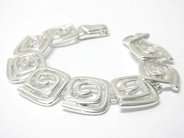 Metal swirl design link magnetic clasp bracelet