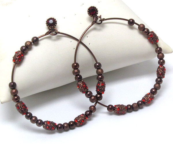 Multi metal beads thread hoop earring - hoops