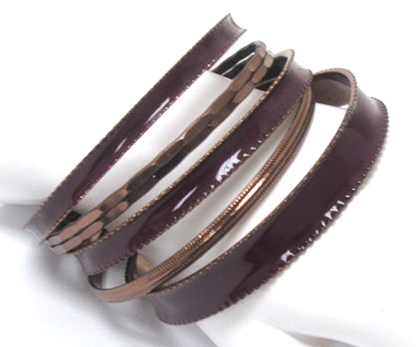 5 row mixed metal bangle set