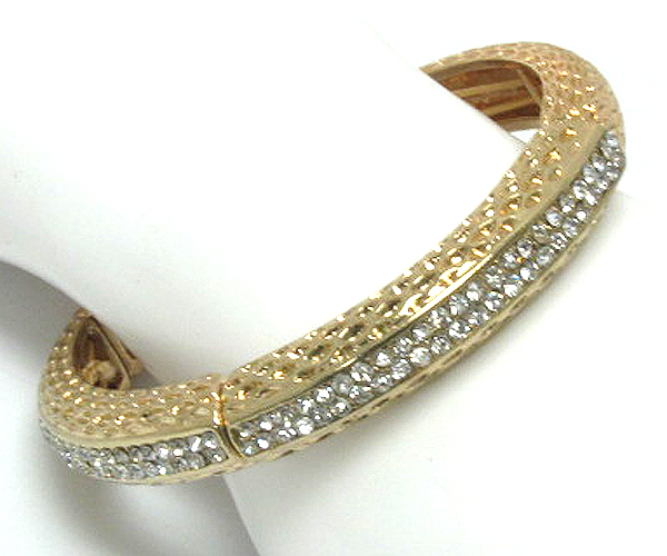 Crystal side metal stretch bracelet