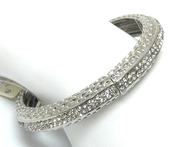 Crystal side metal stretch bracelet