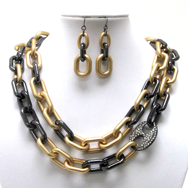 Premium metal nautical chain necklace earring set