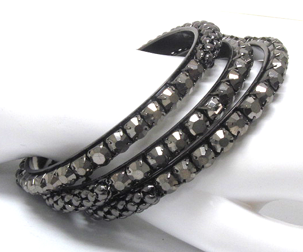 3 row crystal metal bangle set