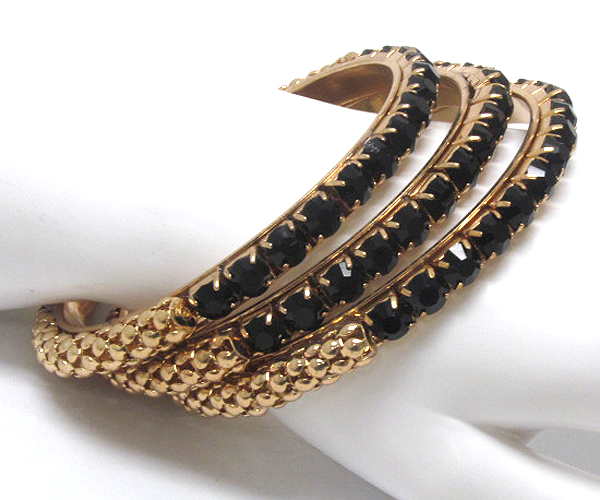 3 row crystal metal bangle set