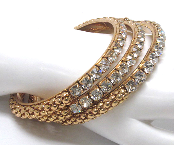 3 row crystal metal bangle set