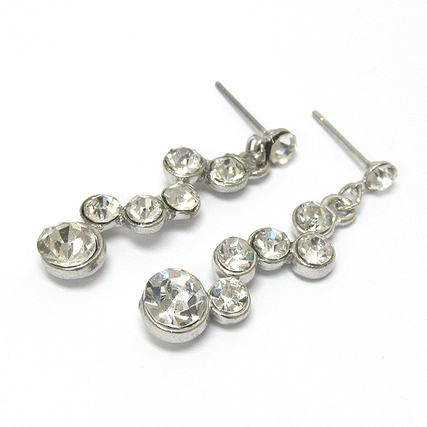 Multi crystal bubblle link drop stud earring