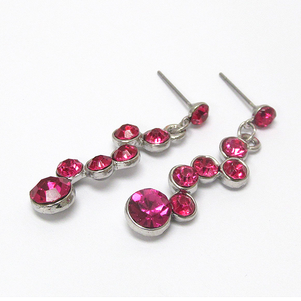 Multi crystal bubblle link drop stud earring