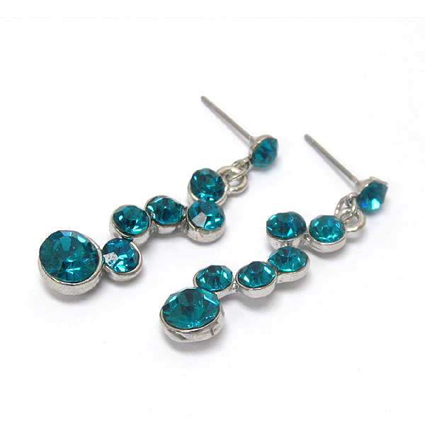 Multi crystal bubblle link drop stud earring