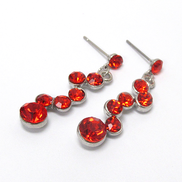 Multi crystal bubblle link drop stud earring