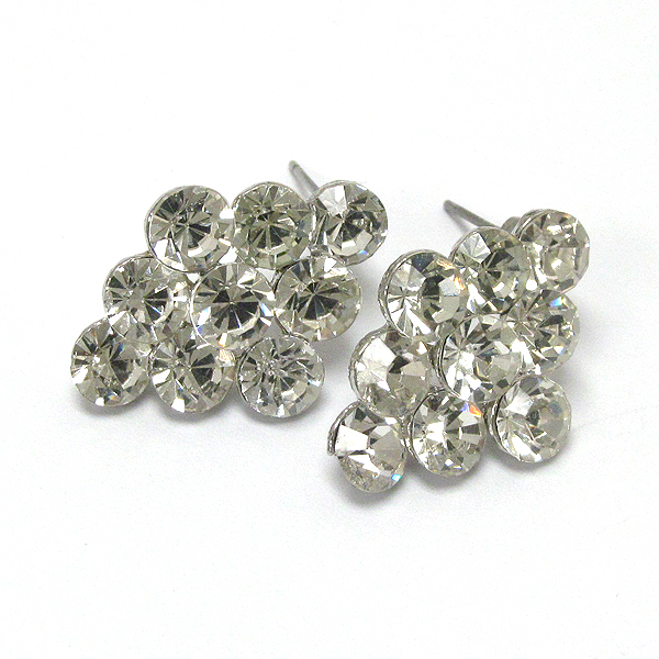 Multi crystal deco stud earring