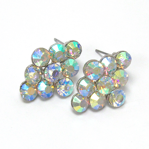 Multi crystal deco stud earring