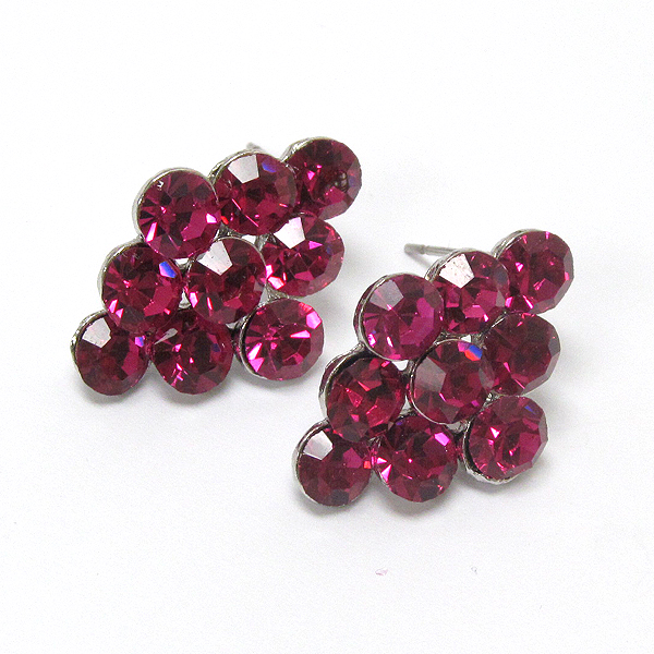 Multi crystal deco stud earring