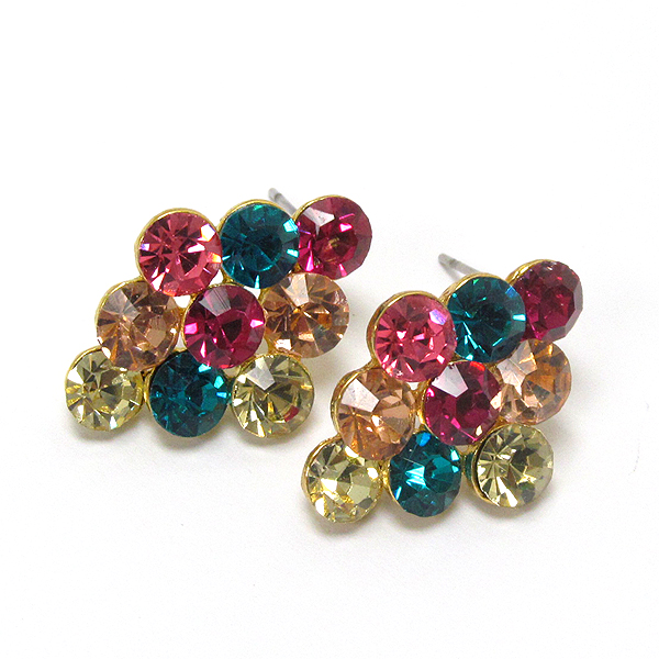 Multi crystal deco stud earring