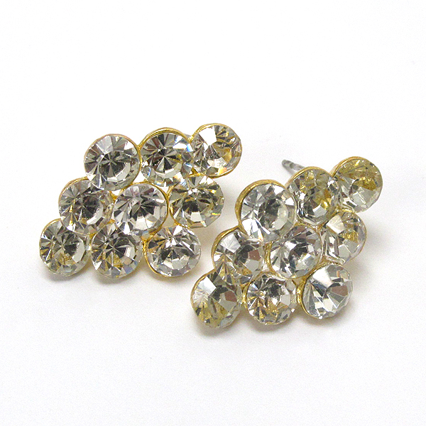 Multi crystal deco stud earring