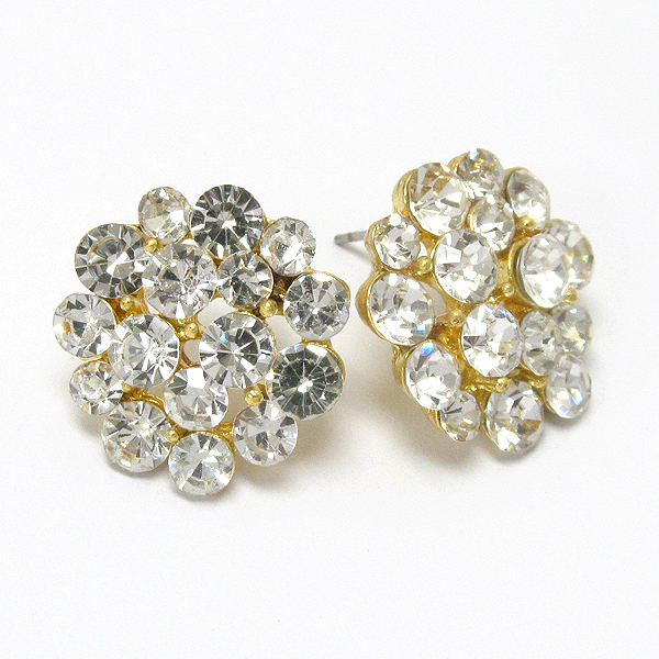 Multi crystal deco flower stud earring