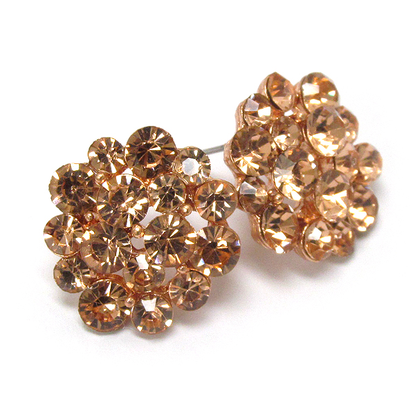 Multi crystal deco flower stud earring