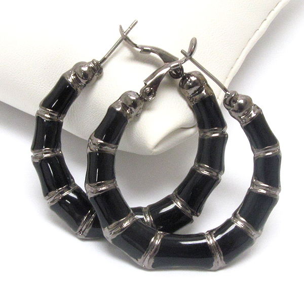 Epoxy bamboo hoop earring