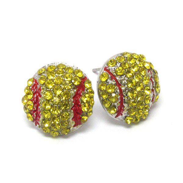 Crystal deco softball stud earring