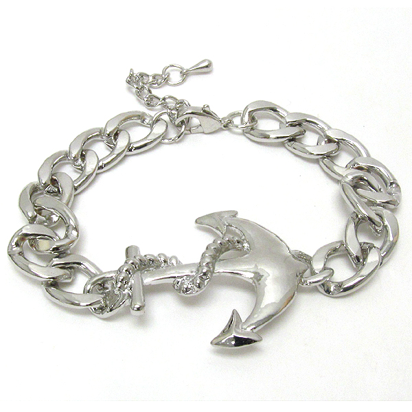 Metal anchor and thick chain bracelet