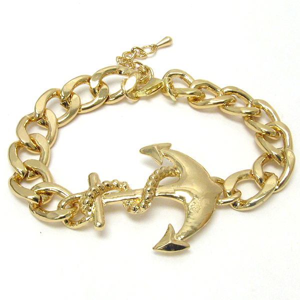 Metal anchor and thick chain bracelet