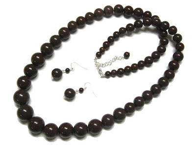 Acryl round ball beads necklace and earring set