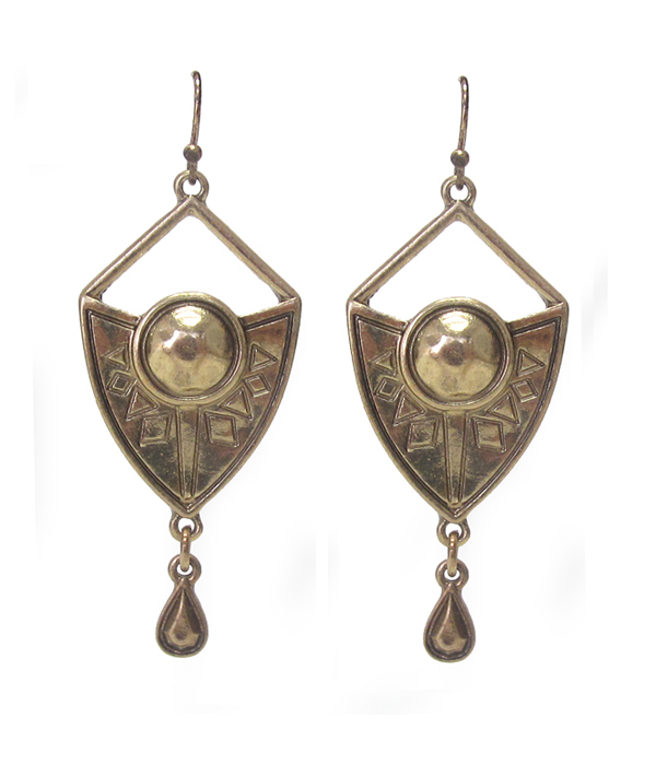 Bohemian style shield shape earring