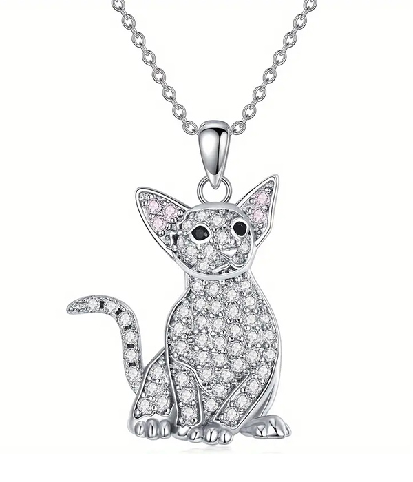 Pet lovers theme cat necklace - shorthair cat