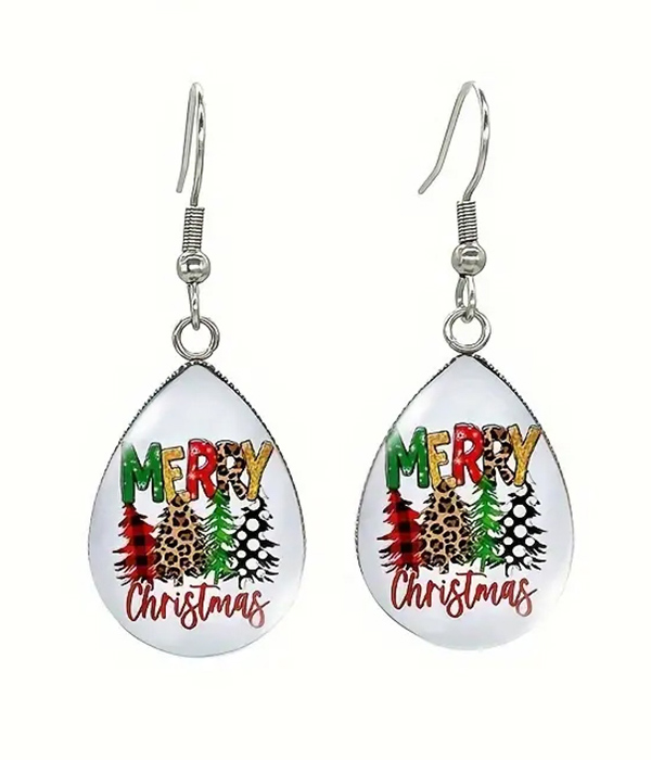 Christmas theme teardrop earring