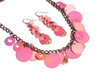 Multi sequins necklace and earring set